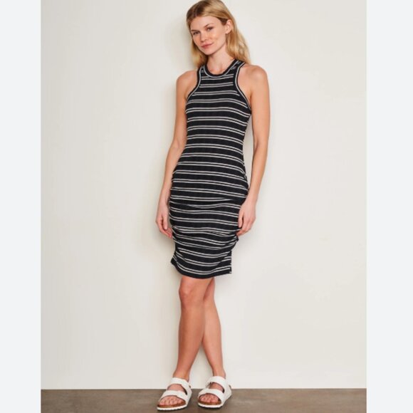 Brand New Women's Sundry Variegated Rib Stripe Racer Tank Dress - Picture 3 of 14
